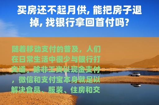 买房还不起月供, 能把房子退掉, 找银行拿回首付吗?