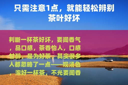 只需注意1点，就能轻松辨别茶叶好坏