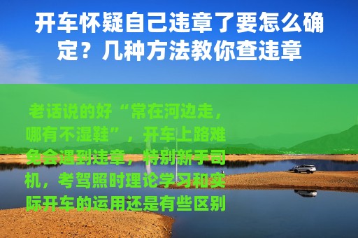 开车怀疑自己违章了要怎么确定？几种方法教你查违章
