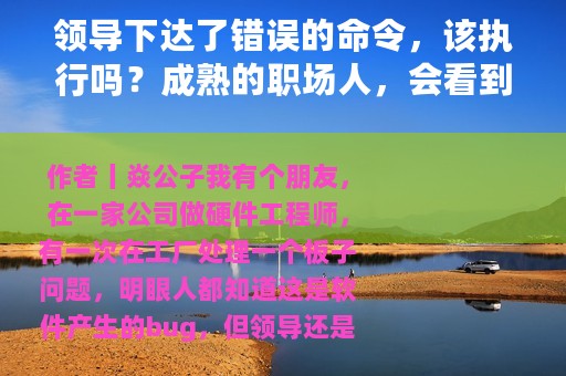 领导下达了错误的命令，该执行吗？成熟的职场人，会看到3点