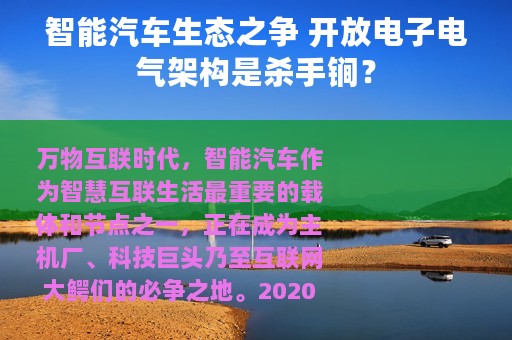 智能汽车生态之争 开放电子电气架构是杀手锏？