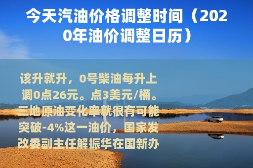 今天汽油价格调整时间（2020年油价调整日历）