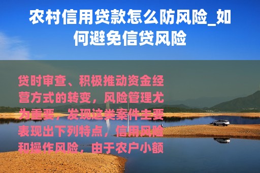 农村信用贷款怎么防风险_如何避免信贷风险