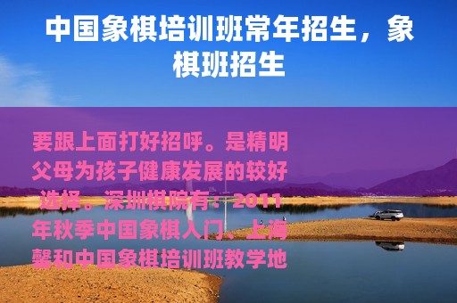 中国象棋培训班常年招生，象棋班招生