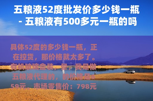 五粮液52度批发价多少钱一瓶 - 五粮液有500多元一瓶的吗