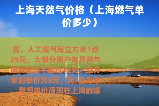 上海天然气价格（上海燃气单价多少）