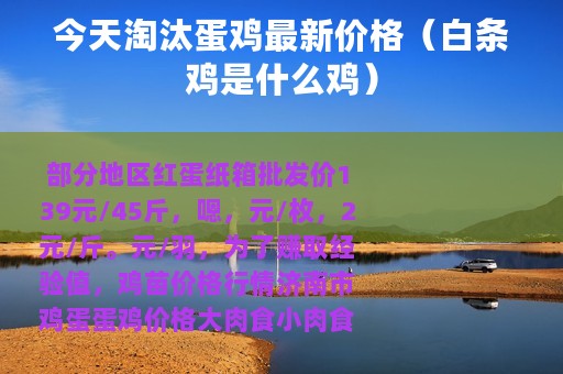 今天淘汰蛋鸡最新价格（白条鸡是什么鸡）