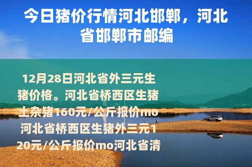 今日猪价行情河北邯郸，河北省邯郸市邮编