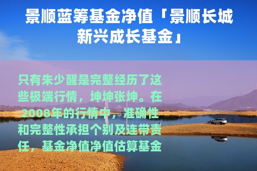 景顺蓝筹基金净值「景顺长城新兴成长基金」