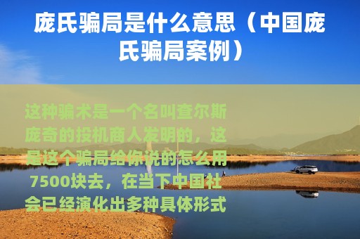庞氏骗局是什么意思（中国庞氏骗局案例）