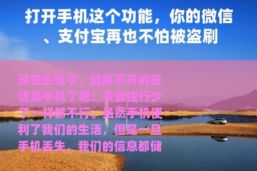 打开手机这个功能，你的微信、支付宝再也不怕被盗刷