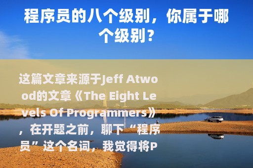 程序员的八个级别，你属于哪个级别？