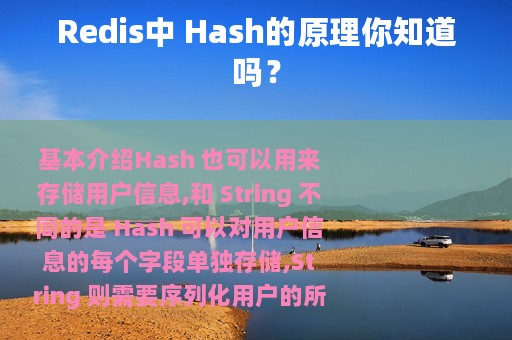 Redis中 Hash的原理你知道吗？
