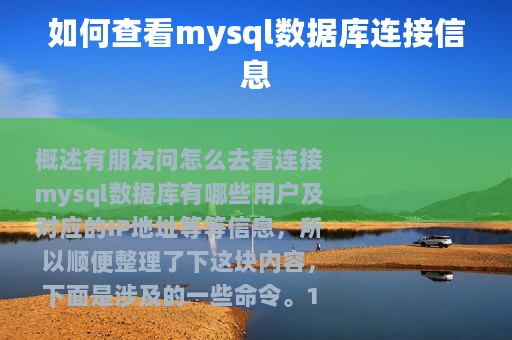 如何查看mysql数据库连接信息