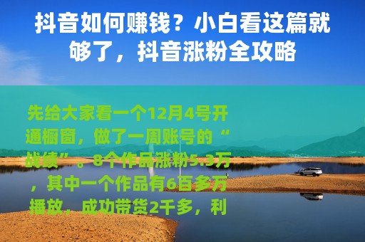抖音如何赚钱？小白看这篇就够了，抖音涨粉全攻略