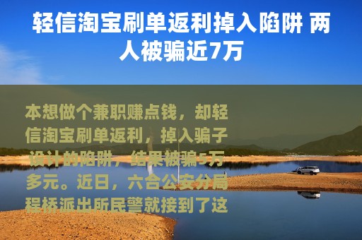 轻信淘宝刷单返利掉入陷阱 两人被骗近7万