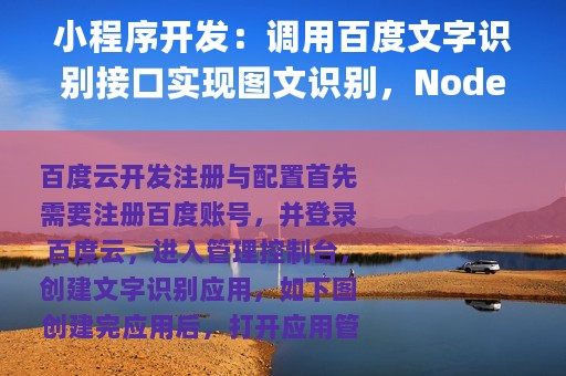 小程序开发：调用百度文字识别接口实现图文识别，Node.js开发