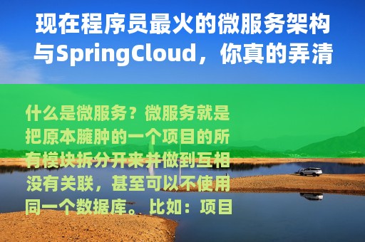现在程序员最火的微服务架构与SpringCloud，你真的弄清楚了吗？