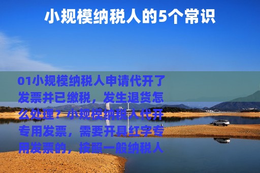 小规模纳税人的5个常识