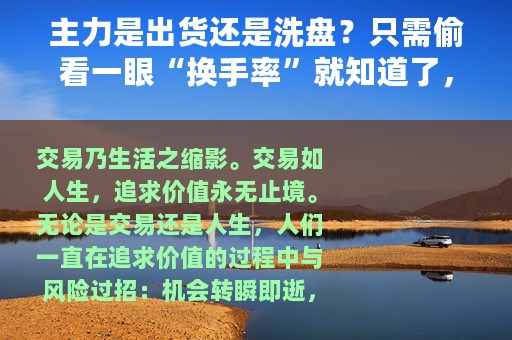 主力是出货还是洗盘？只需偷看一眼“换手率”就知道了，堪称经典