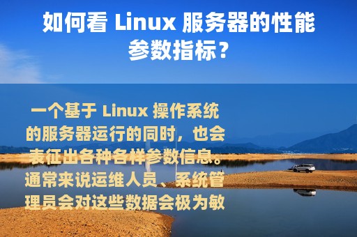如何看 Linux 服务器的性能参数指标？