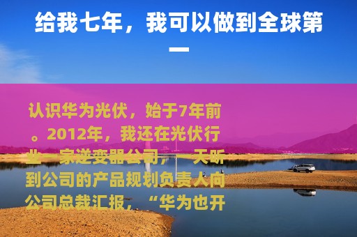 给我七年，我可以做到全球第一