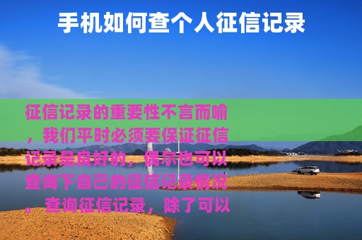 手机如何查个人征信记录