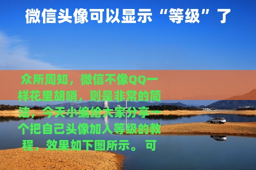 微信头像可以显示“等级”了