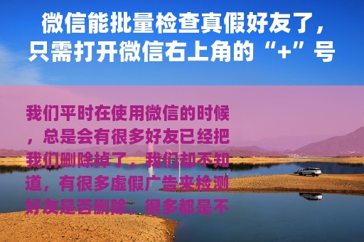 微信能批量检查真假好友了，只需打开微信右上角的“+”号