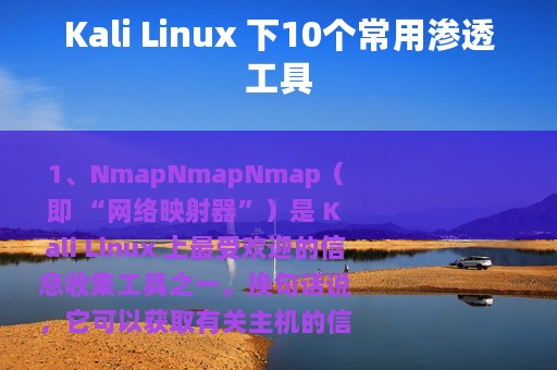 Kali Linux 下10个常用渗透工具