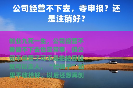 公司经营不下去，零申报？还是注销好？