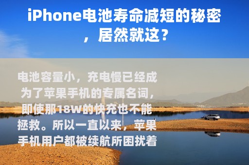 iPhone电池寿命减短的秘密，居然就这？