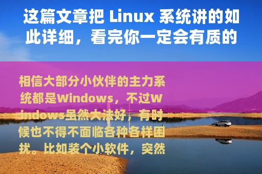 这篇文章把 Linux 系统讲的如此详细，看完你一定会有质的飞跃