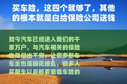 买车险，这四个就够了，其他的根本就是白给保险公司送钱，用不到
