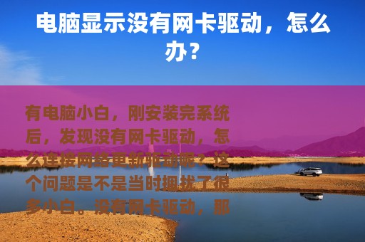 电脑显示没有网卡驱动，怎么办？