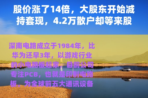 股价涨了14倍，大股东开始减持套现，4.2万散户却等来股价暴跌