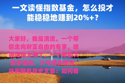 一文读懂指数基金，怎么投才能稳稳地赚到20%+？