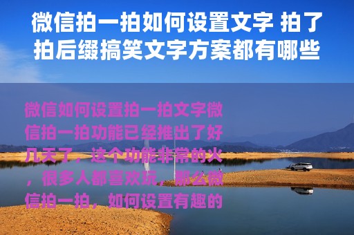 微信拍一拍如何设置文字 拍了拍后缀搞笑文字方案都有哪些精选汇总