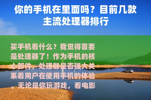 你的手机在里面吗？目前几款主流处理器排行