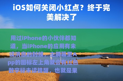 iOS如何关闭小红点？终于完美解决了