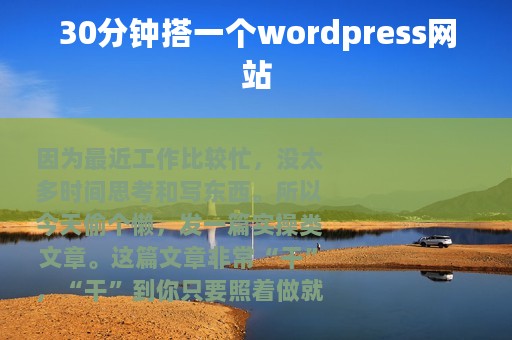 30分钟搭一个wordpress网站