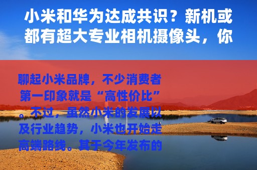 小米和华为达成共识？新机或都有超大专业相机摄像头，你怎么看？