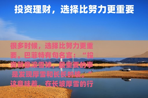 投资理财，选择比努力更重要