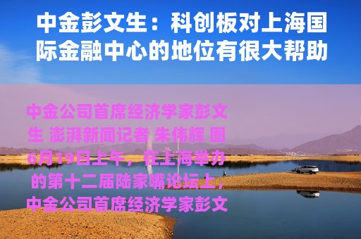 中金彭文生：科创板对上海国际金融中心的地位有很大帮助