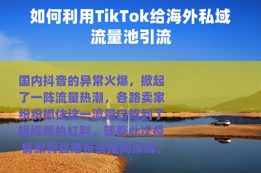 如何利用TikTok给海外私域流量池引流