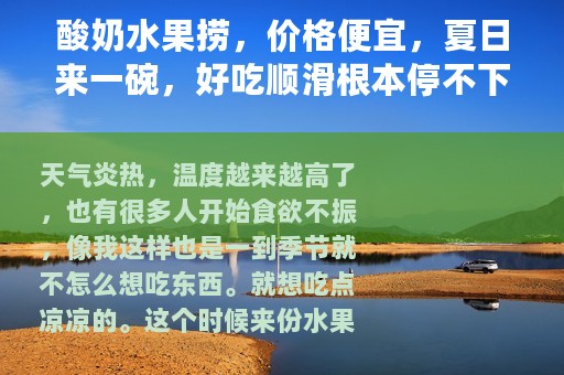 酸奶水果捞，价格便宜，夏日来一碗，好吃顺滑根本停不下来！