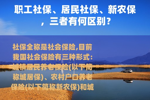 职工社保、居民社保、新农保，三者有何区别？