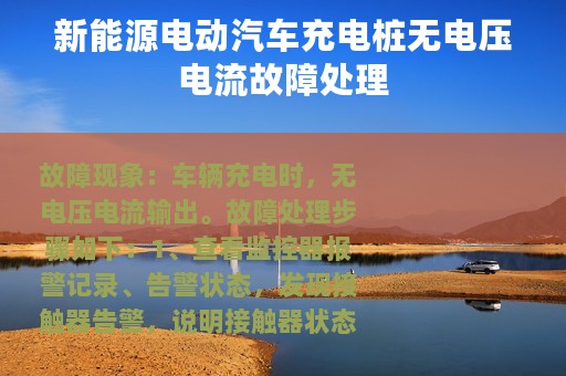 新能源电动汽车充电桩无电压电流故障处理