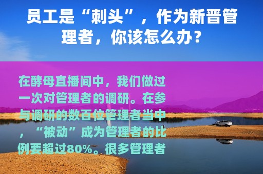 员工是“刺头”，作为新晋管理者，你该怎么办？