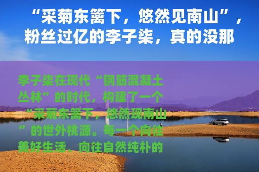 “采菊东篱下，悠然见南山”，粉丝过亿的李子柒，真的没那么简单